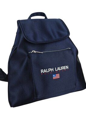 Ralph Lauren Polo Sport Backpack Bag Navy Nylon Adjustable Lightweight Style
